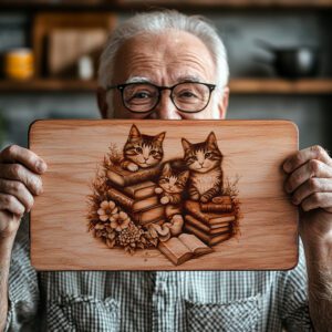 Charcuterie Board Laser Engraving File, Cat Family Books