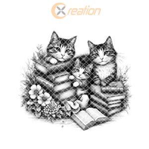 Charcuterie Board Laser Engraving File, Cat Family Books