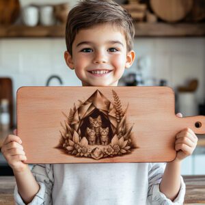 Charcuterie Board Laser Engraving File, Cat Family Crystal