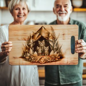 Charcuterie Board Laser Engraving File, Cat Family Crystal