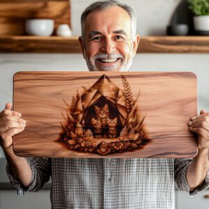 Charcuterie Board Laser Engraving File, Cat Family Crystal