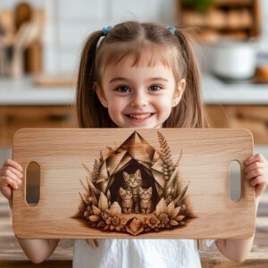 Charcuterie Board Laser Engraving File, Cat Family Crystal