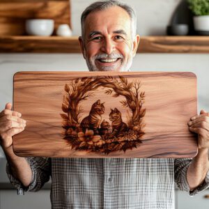 Charcuterie Board Laser Engraving File, Cat Family Floral,