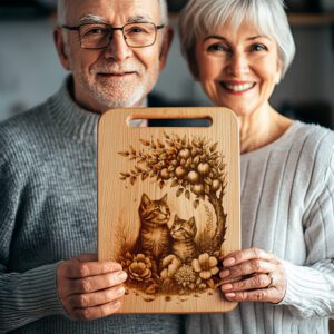 Charcuterie Board Laser Engraving File, Cat Family, Rustic