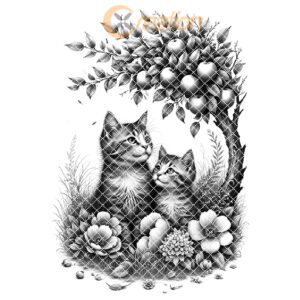 Charcuterie Board Laser Engraving File, Cat Family, Rustic