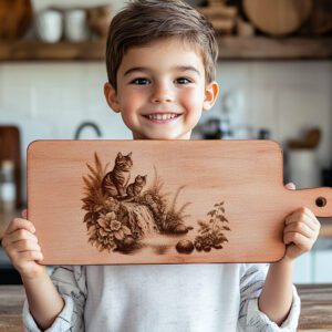 Charcuterie Board Laser Engraving File, Cat Family Waterfall,