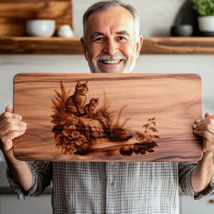 Charcuterie Board Laser Engraving File, Cat Family Waterfall,