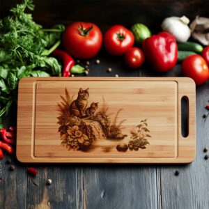 Charcuterie Board Laser Engraving File, Cat Family Waterfall,