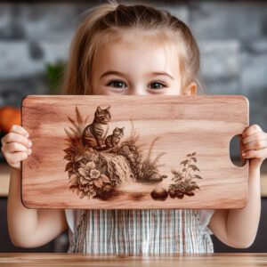 Charcuterie Board Laser Engraving File, Cat Family Waterfall,