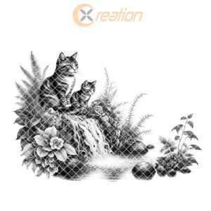 Charcuterie Board Laser Engraving File, Cat Family Waterfall,