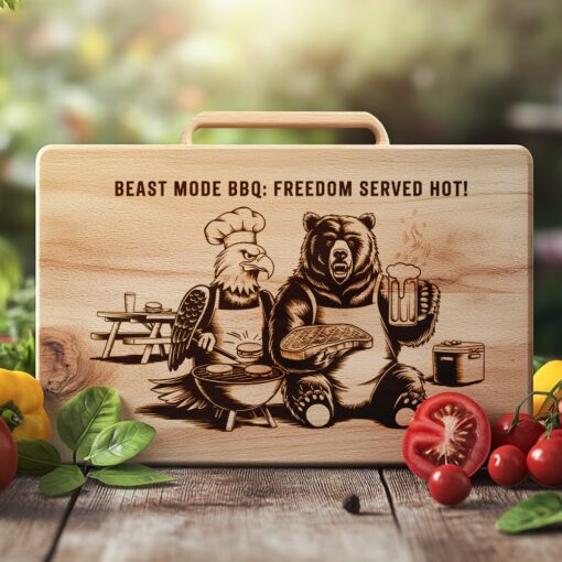 Archivo de Grabado Láser para Tabla de Embutidos, Diseño Águila Oso BBQ, Decoración Rústica para Cocina - Imagen 2
