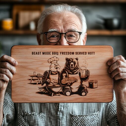 Archivo de Grabado Láser para Tabla de Embutidos, Diseño Águila Oso BBQ, Decoración Rústica para Cocina - Imagen 3