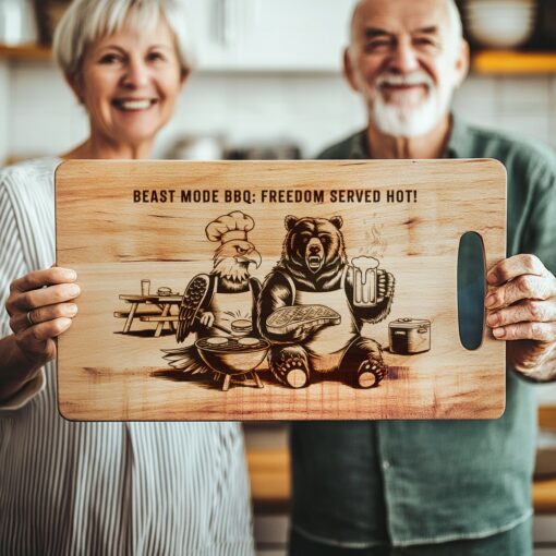 Archivo de Grabado Láser para Tabla de Embutidos, Diseño Águila Oso BBQ, Decoración Rústica para Cocina - Imagen 4