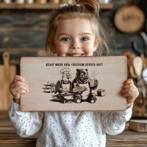 Charcuterie Board Laser Engraving File, Eagle Bear BBQ