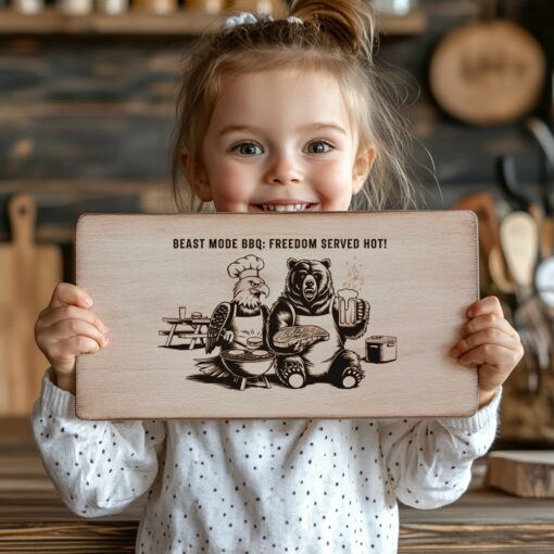 Archivo de Grabado Láser para Tabla de Embutidos, Diseño Águila Oso BBQ, Decoración Rústica para Cocina - Imagen 6