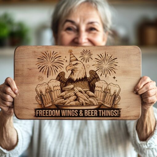 Charcuterie Board Laser Engraving File, Eagle Wings Design,