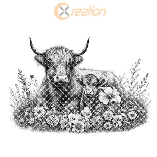 Charcuterie Board Laser Engraving File, Highland Cow Family,
