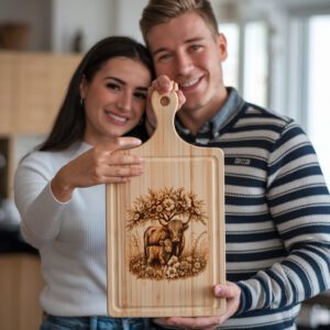 Charcuterie Board Laser Engraving File, Highland Cow Rustic