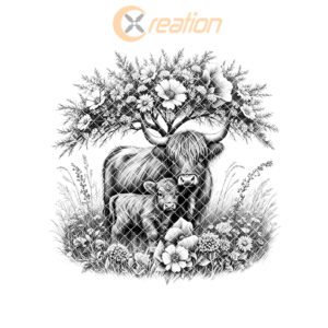 Charcuterie Board Laser Engraving File, Highland Cow Rustic