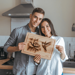 Charcuterie Board Laser Engraving File, Hummingbird Flower Design,