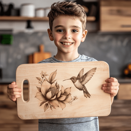 Charcuterie Board Laser Engraving File, Hummingbird Flower Kitchen