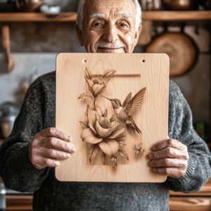 Charcuterie Board Laser Engraving File, Hummingbird Flowers Design,