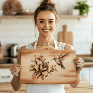 Charcuterie Board Laser Engraving File, Hummingbird, Flowers, Nature