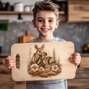 Charcuterie Board Laser Engraving File, Moose and Fawn