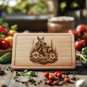 Charcuterie Board Laser Engraving File, Moose and Fawn