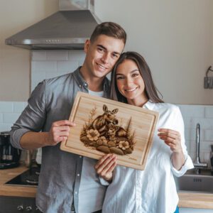 Charcuterie Board Laser Engraving File, Moose and Fawn
