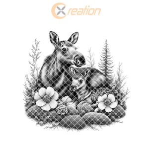 Charcuterie Board Laser Engraving File, Moose and Fawn