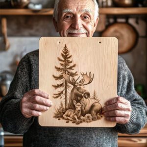 Charcuterie Board Laser Engraving File, Moose Deer Forest,