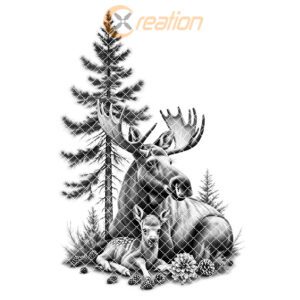Charcuterie Board Laser Engraving File, Moose Deer Forest,