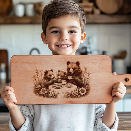 Charcuterie Board Laser Engraving File, Three Bears Tea