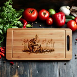 Charcuterie Board Laser Engraving File, Two Bears Tree