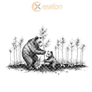 Charcuterie Board Laser Engraving File, Two Bears Tree