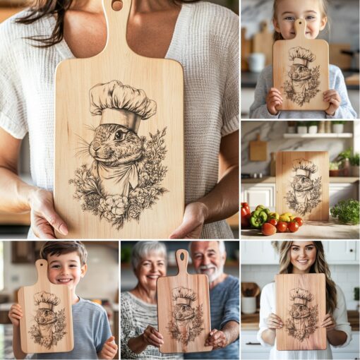 Archivos de Grabado Láser para Tabla de Embutidos, Ilusión 3D de Animales, Regalo para Decoración de Cocina - Imagen 2