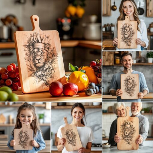 Archivos de Grabado Láser para Tabla de Embutidos, Ilusión 3D de Animales, Regalo para Decoración de Cocina - Imagen 5