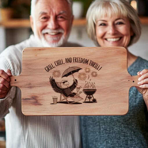 Archivo de grabado láser para tabla de embutidos patriótica de águila, idea de regalo para decoración de cocina - Imagen 2