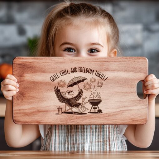 Archivo de grabado láser para tabla de embutidos patriótica de águila, idea de regalo para decoración de cocina - Imagen 4