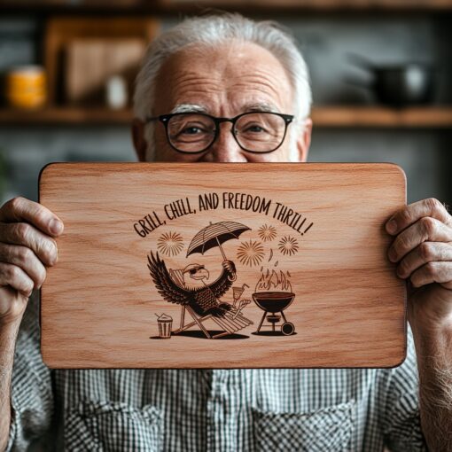 Archivo de grabado láser para tabla de embutidos patriótica de águila, idea de regalo para decoración de cocina - Imagen 5