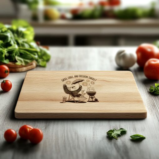 Archivo de grabado láser para tabla de embutidos patriótica de águila, idea de regalo para decoración de cocina - Imagen 6