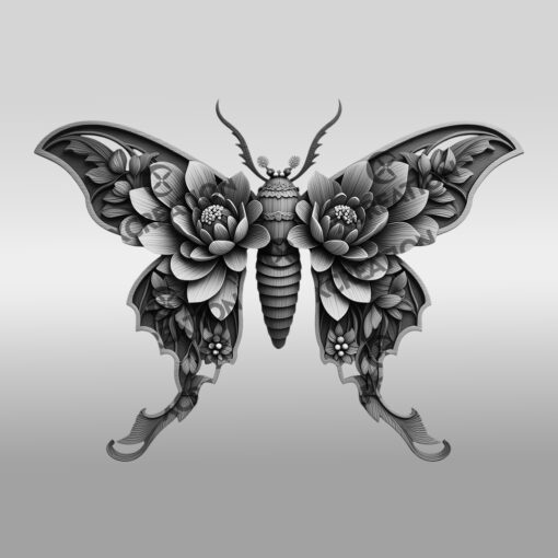 Firefly 3D Illusion Laser Engraving File, Floral Insect