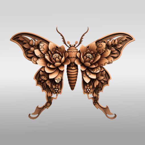 Firefly 3D Illusion Laser Engraving File, Floral Insect