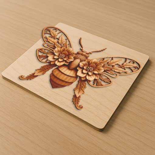 Honeybee 3D Illusion Laser Engraving File, Nature Wall