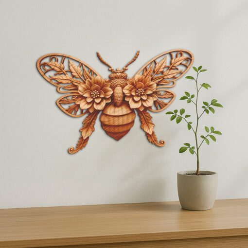 Honeybee 3D Illusion Laser Engraving File, Nature Wall