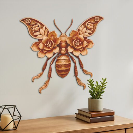 Insect 3D Illusion Laser Engraving File, Ant Floral
