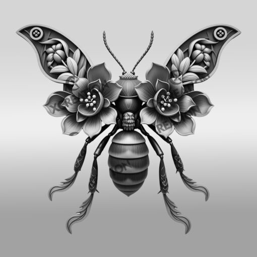 Insect 3D Illusion Laser Engraving File, Ant Floral