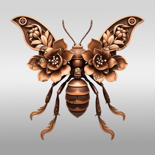 Insect 3D Illusion Laser Engraving File, Ant Floral