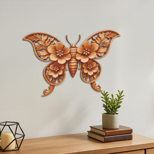 Insect 3D Illusion Laser Engraving File, Floral Leaf